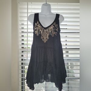 Free People Size S Black Dress with Gold Accents. USED.Excelent Condition.